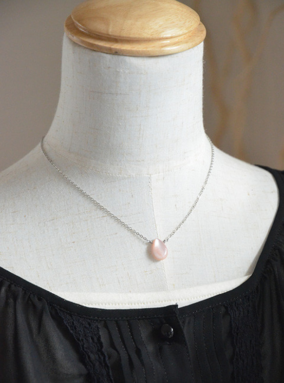 春日瞳*粉紅色的貝殼簡單的鍊式項鍊 第2張的照片
