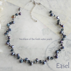 Necklace of the fresh water pearls and glass beads 第5張的照片