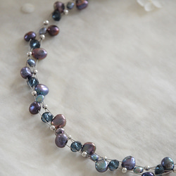 Necklace of the fresh water pearls and glass beads 第6張的照片