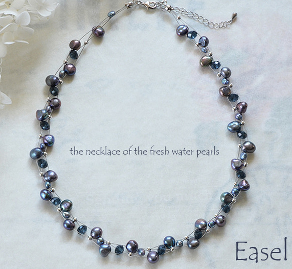 Necklace of the fresh water pearls and glass beads 第9張的照片