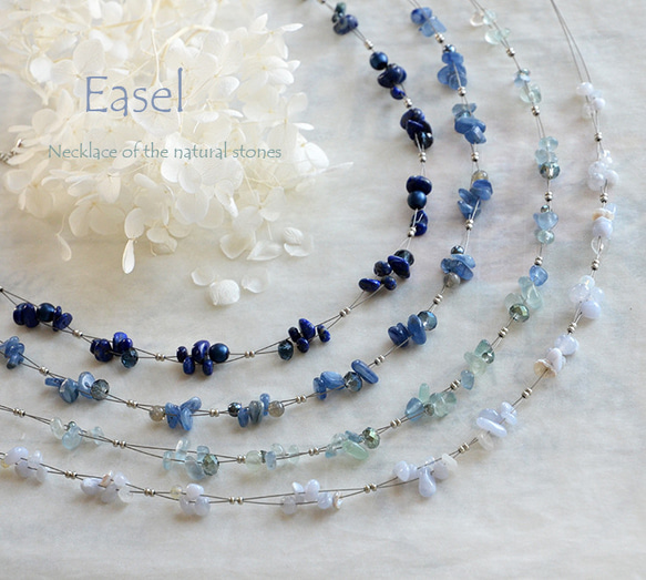 Necklace of the natural stones [Lapis lazuli / dark blue] 第4張的照片