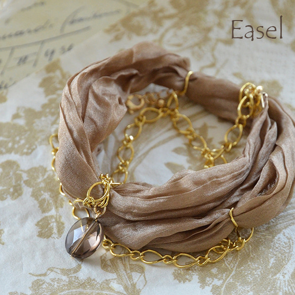 Bracelet of the silk ribbon [light brown] 第1張的照片