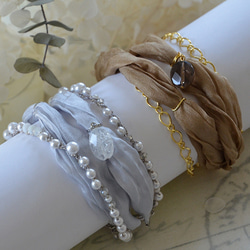 Bracelet of the silk ribbon [light brown] 第4張的照片