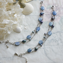 Bracelet of the natural stones[Kyanite]&the pearls 第9張的照片