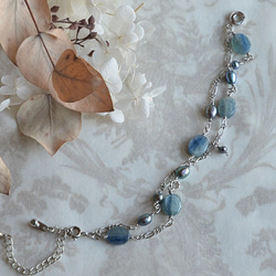 Bracelet of the natural stones[Kyanite]&the pearls 第5張的照片