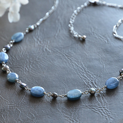 Necklace of the natural stones[Kyanite]& the pearls 第5張的照片