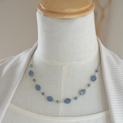 Necklace of the natural stones[Kyanite]& the pearls 第8張的照片