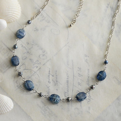 Necklace of the natural stones[Kyanite]& the pearls 第6張的照片