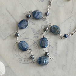 Necklace of the natural stones[Kyanite]& the pearls 第7張的照片