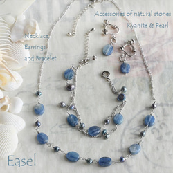 Necklace of the natural stones[Kyanite]& the pearls 第9張的照片