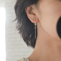 佩戴極光*寶石品質珍貴蛋白石 14Kgf 耳環【耳環接受】 第4張的照片