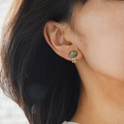 【特別套裝】Kappa-Amazonite耳環（穿孔）和項鍊 第4張的照片