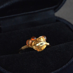 珠寶立方體黃水晶和紅玉線工藝環 第2張的照片