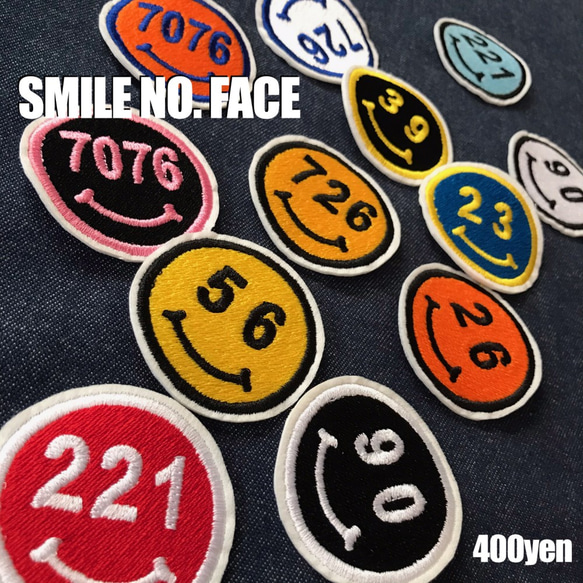 ■スマイルナンバーフェイスワッペン■46×46mm■２枚セット￥800■smile number face patch 1枚目の画像