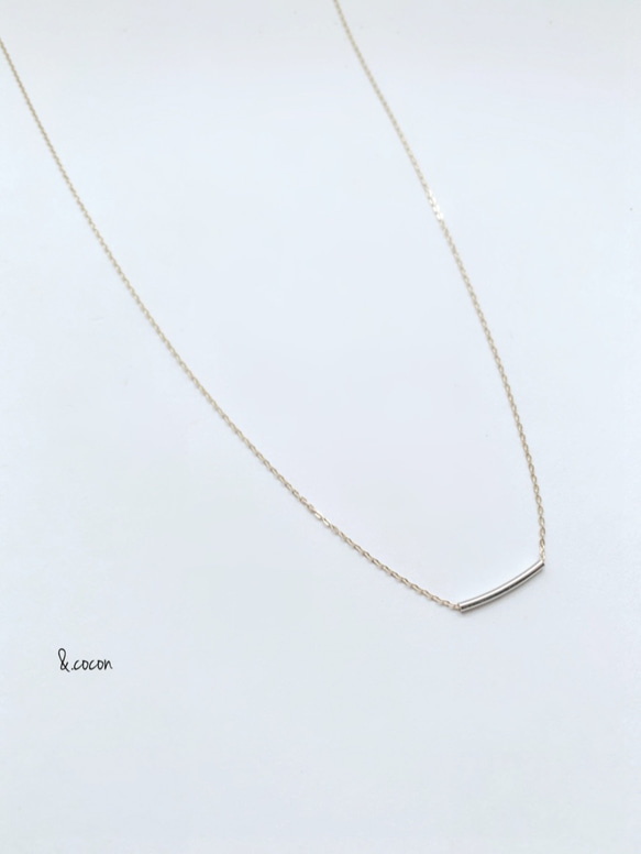 【K14×K10】長さが選べる♡ Mix Gold Tube Necklace 4枚目の画像