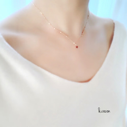 【ロードライトガーネット】1月誕生石✴︎2way K10YG New Simple  Necklace 2枚目の画像