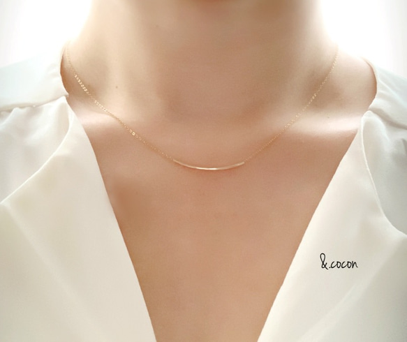 人気【14kgf】華奢 長さが選べる♡ チューブネックレス 3cm 1枚目の画像