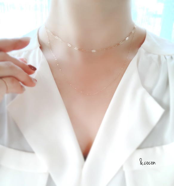 予約商品＊人気 No.1【K10YG】華奢 長さが選べる♡Simple Necklace〜petal* 4枚目の画像