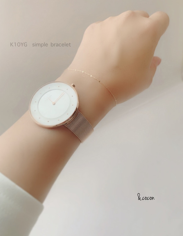 人気【K10YG】華奢 長さが選べる♡Simple Bracelet〜petal* 4枚目の画像