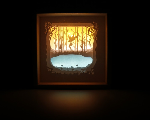木製切り絵 テーブル照明スタンド きのこ型 だらし ドイツ 手工芸品