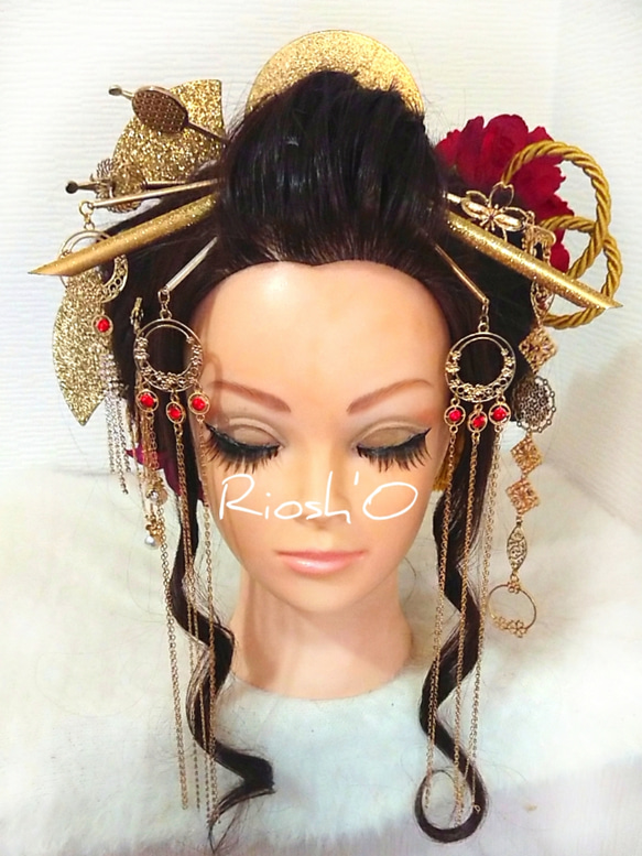 ꫛꫀꪝ✧No.1937 懐かしき 豪華人気黒×金髪飾りセット 花魁風 ꫛꫀꪝ✧No.1937 懐かしき 豪華人気黒×金髪飾りセット 花魁風