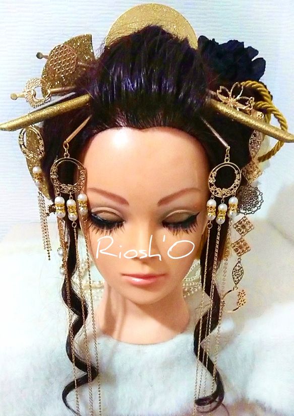 白×黒×金 花魁 簪(かんざし)付き 20点フルセット ☆ 成人式 花魁 白×黒×金 花魁 簪(かんざし)付き 20点フルセット ☆ 成人式 花魁