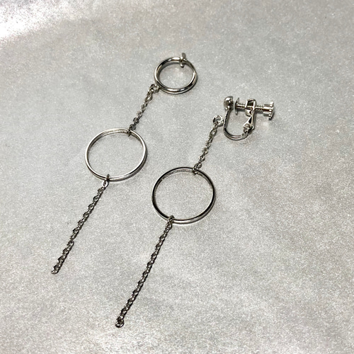 NO.13 /ピアス [シルバーリングチェーン] …メンズ ユニセックス