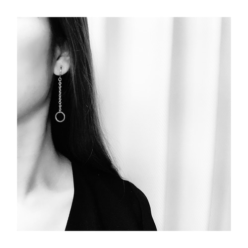 NO.33 /ピアス [リングチェーン] …メンズ ユニセックスデザイン…片耳