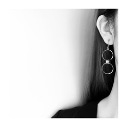 NO.39 /ピアス [シルバーダブルリング]　…メンズ ユニセックスデザイン… 片耳オーダー可能 3枚目の画像