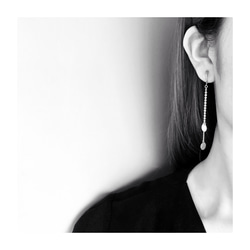 NO.40 /ピアス [チェーン・メタリックラウンド・アシンメトリー]　…メンズ ユニセックスデザイン… 片耳オーダー可 3枚目の画像