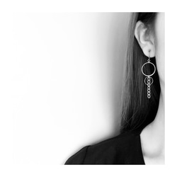 NO.41 /イヤリング [ダブルフープ&チェーン]　…メンズ ユニセックスデザイン…片耳オーダー可能 3枚目の画像