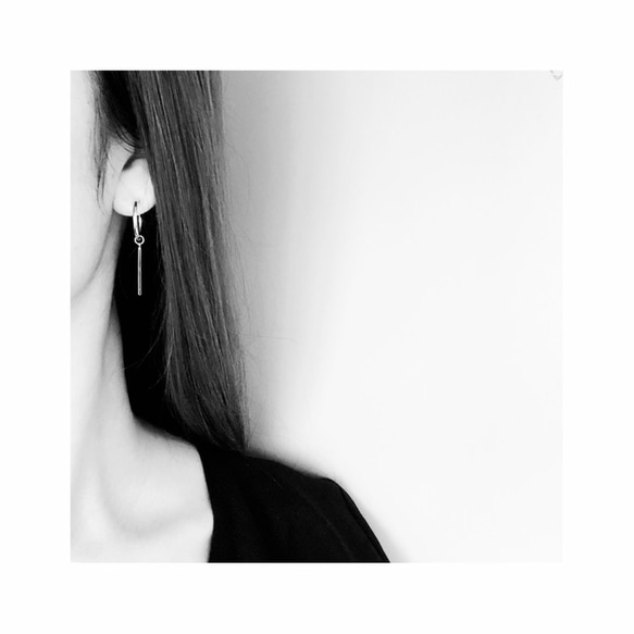 NO.47 /フープピアス [プレーンスティック]　…メンズ ユニセックスデザイン…片耳オーダー可能 3枚目の画像