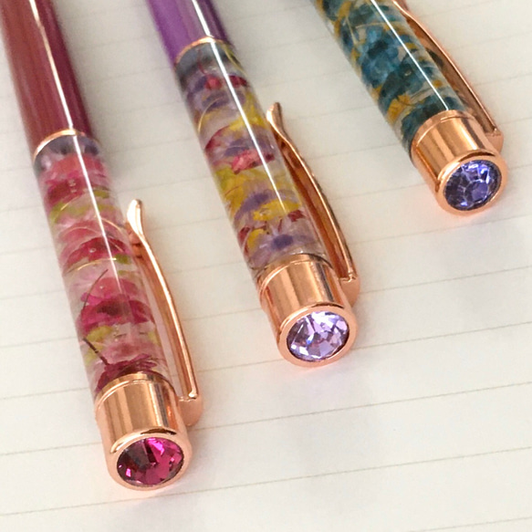 【キラキラジュエルボールペン】ハーバリウムボールペン　筆記具　ボールペン　かわいい文具　替芯付き　送料無料　ハーバリウム 2枚目の画像
