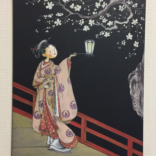 浮世絵シリーズ「夜の梅」鈴木春信 イラスト Ami's chalk works