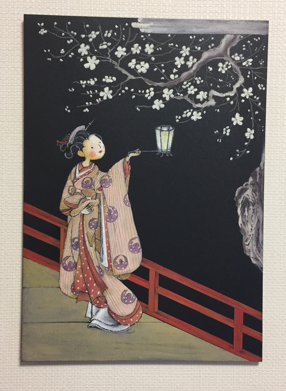 浮世絵シリーズ「夜の梅」鈴木春信 イラスト Ami's chalk works 通販