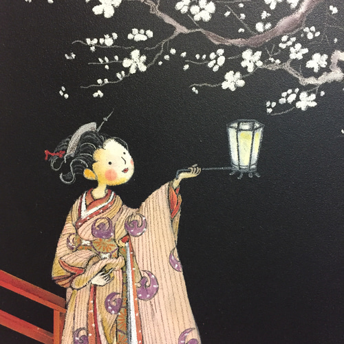 浮世絵シリーズ「夜の梅」鈴木春信 イラスト Ami's chalk works 通販