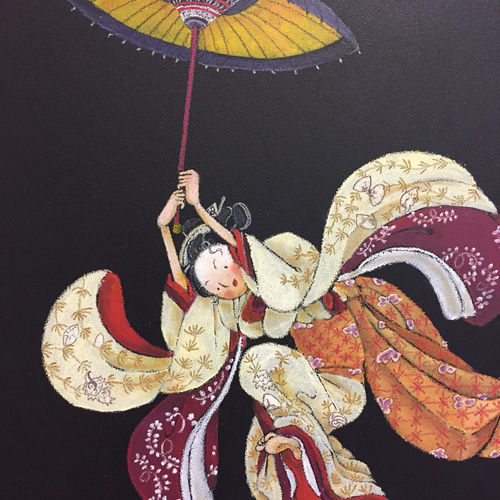 浮世絵シリーズ「清水の舞台から飛ぶ美人」鈴木春信 イラスト