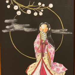 『名作童話2020』【チョークアート原画】蓬莱の玉の枝を仰ぐかぐや姫 2枚目の画像
