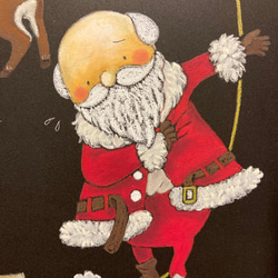 【チョークアート原画】サンタとトナカイのクリスマスボード（額なし）プレゼントにも。 3枚目の画像