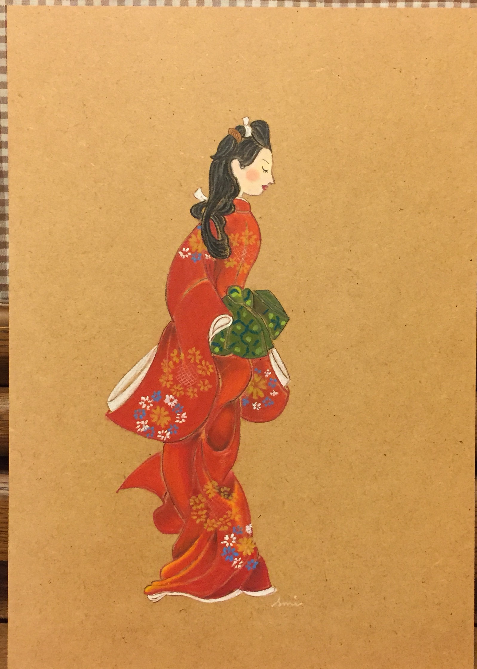 浮世絵シリーズ 「見返り美人図」 菱川師宣 イラスト Ami's