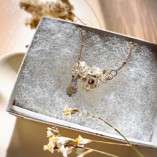 雨上がり輝く雲とキラキラ雫 スワロフスキークリスタルネックレス 雲と  