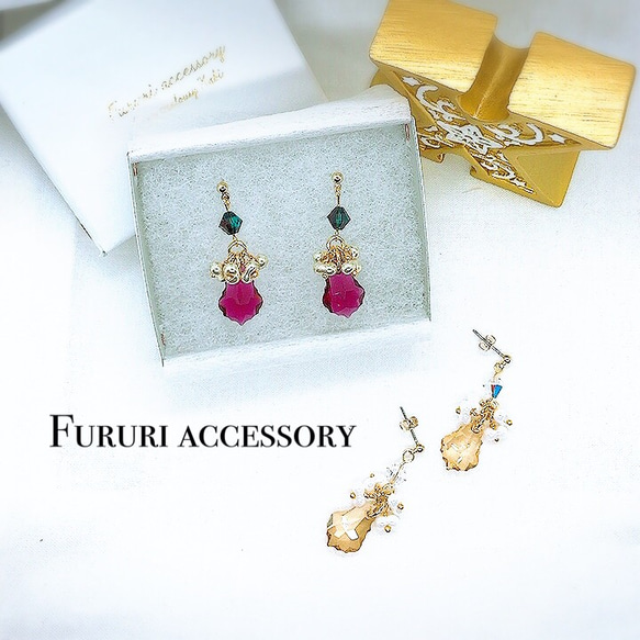 オリジナルbox付き swarovski Xmas bell piace/earring Fururiaccessory 1枚目の画像