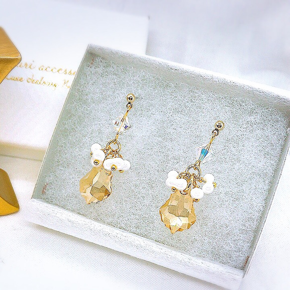 オリジナルbox付き swarovski Xmas bell piace/earring Fururiaccessory 2枚目の画像