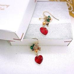 オリジナルbox付き Xmas swarovski heart piace/earring Fururi043 5枚目の画像