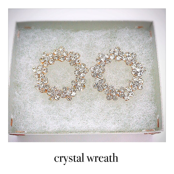 ラッピング有  crystal  wreath  pierce/earrings  リース 4枚目の画像