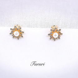 完売 creema限定 crystal flower pierce/earrings  pinkgold 雪の結晶 2枚目の画像