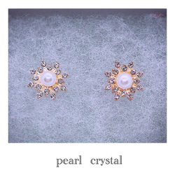 完売 creema限定 crystal flower pierce/earrings  pinkgold 雪の結晶 4枚目の画像