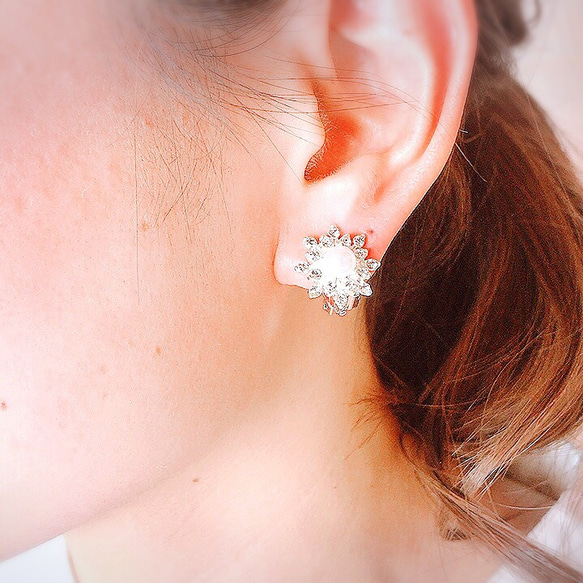 完売 creema限定 crystal flower pierce/earrings  pinkgold 雪の結晶 7枚目の画像