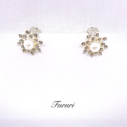 creema限定 crystal flower pierce/earrings  silver 母の日 2枚目の画像