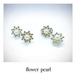 creema限定 crystal flower pierce/earrings  silver 母の日 3枚目の画像